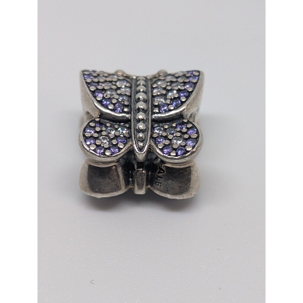 Pandora Sparkling Purple Butterfly Charm Sterling Silver 791257ACZ Retired